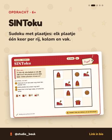 Opdrachtkaart SINToku: sudoku met plaatjes