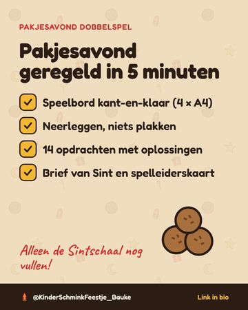 Pakjesavond geregeld in 5 minuten: speelbord, opdrachten en brief van Sint