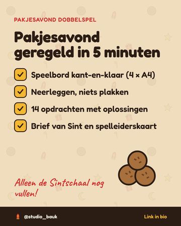 Pakjesavond geregeld in 5 minuten: speelbord, opdrachten en brief van Sint